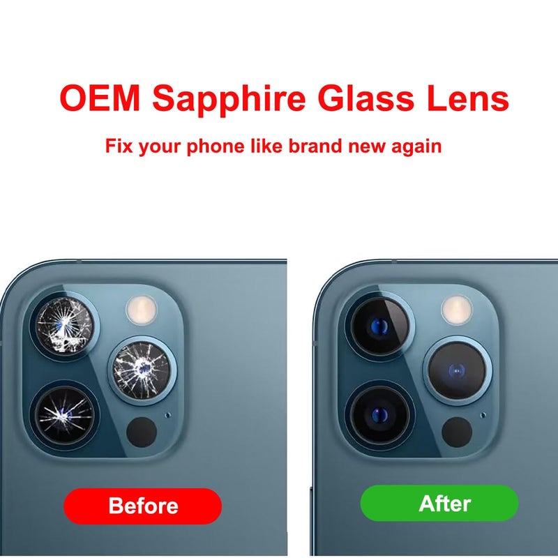 Perzework 2 Set Original Back Rear Camera Lens Glass Replacement for iPhone 12 Pro Max 6.7-inches with pre-Installed Adhesive and Reparing Toolkit - Image 5