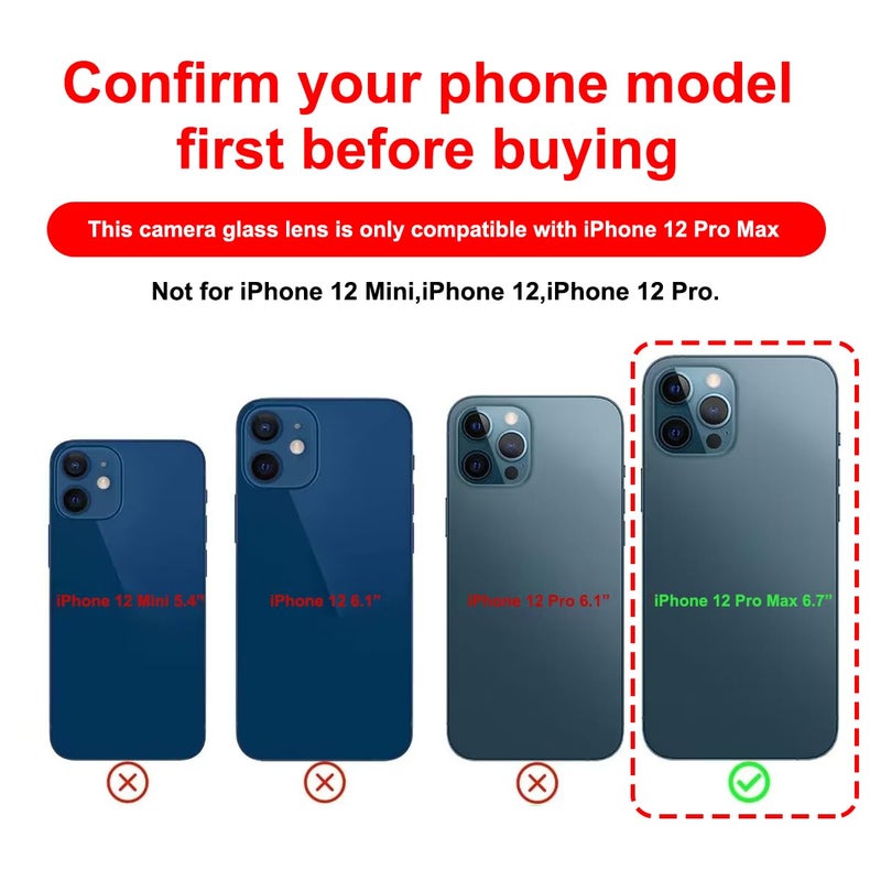 Perzework 2 Set Original Back Rear Camera Lens Glass Replacement for iPhone 12 Pro Max 6.7-inches with pre-Installed Adhesive and Reparing Toolkit - Image 2