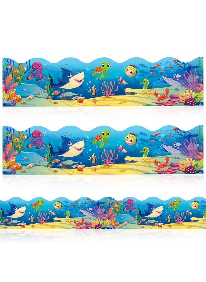 Faccito 60 Ft Under The Sea Bulletin Board Borders 60 Pcs Ocean Themed Straight Bulletin Boards Trim With Glue Point Dots For Classroom School Chalkboard Whiteboard Fish Ocean Theme Birthday Party Supplies - Image 1