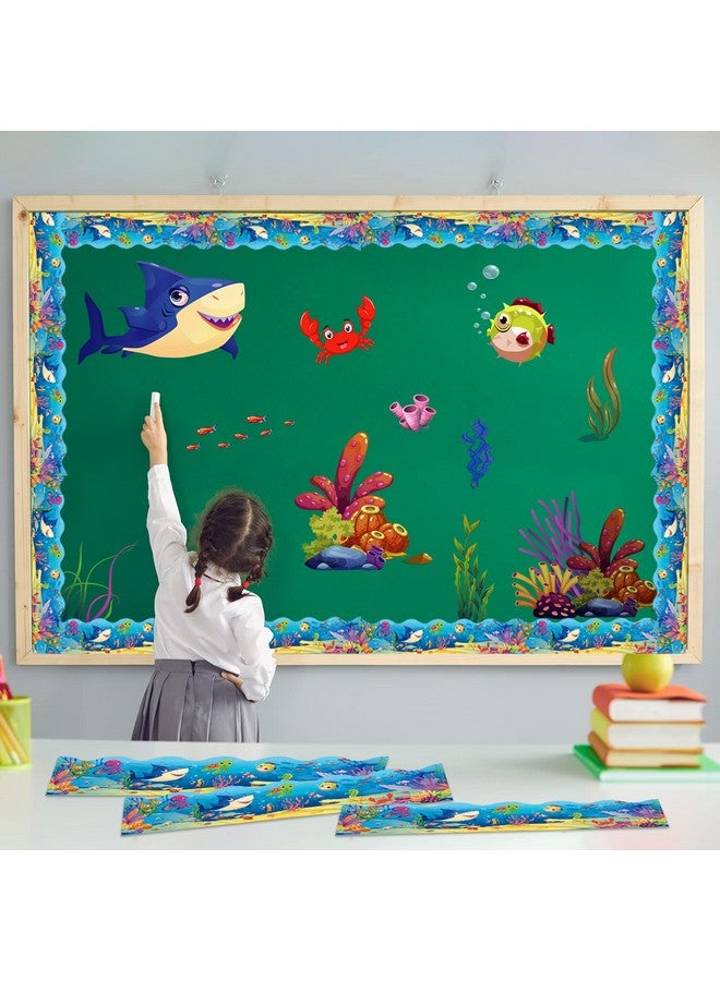 Faccito 60 Ft Under The Sea Bulletin Board Borders 60 Pcs Ocean Themed Straight Bulletin Boards Trim With Glue Point Dots For Classroom School Chalkboard Whiteboard Fish Ocean Theme Birthday Party Supplies - Image 3