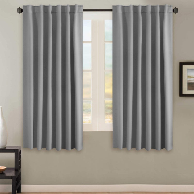H.VERSAILTEX HVERSAILTEX Blackout Curtains Thermal Insulated Window Treatment Panels Room Darkening Blackout Drapes for Living Room Back TabRod Pocket Bedroom Draperies 52 x 63 Inch Grey 2 Panels - Image 1