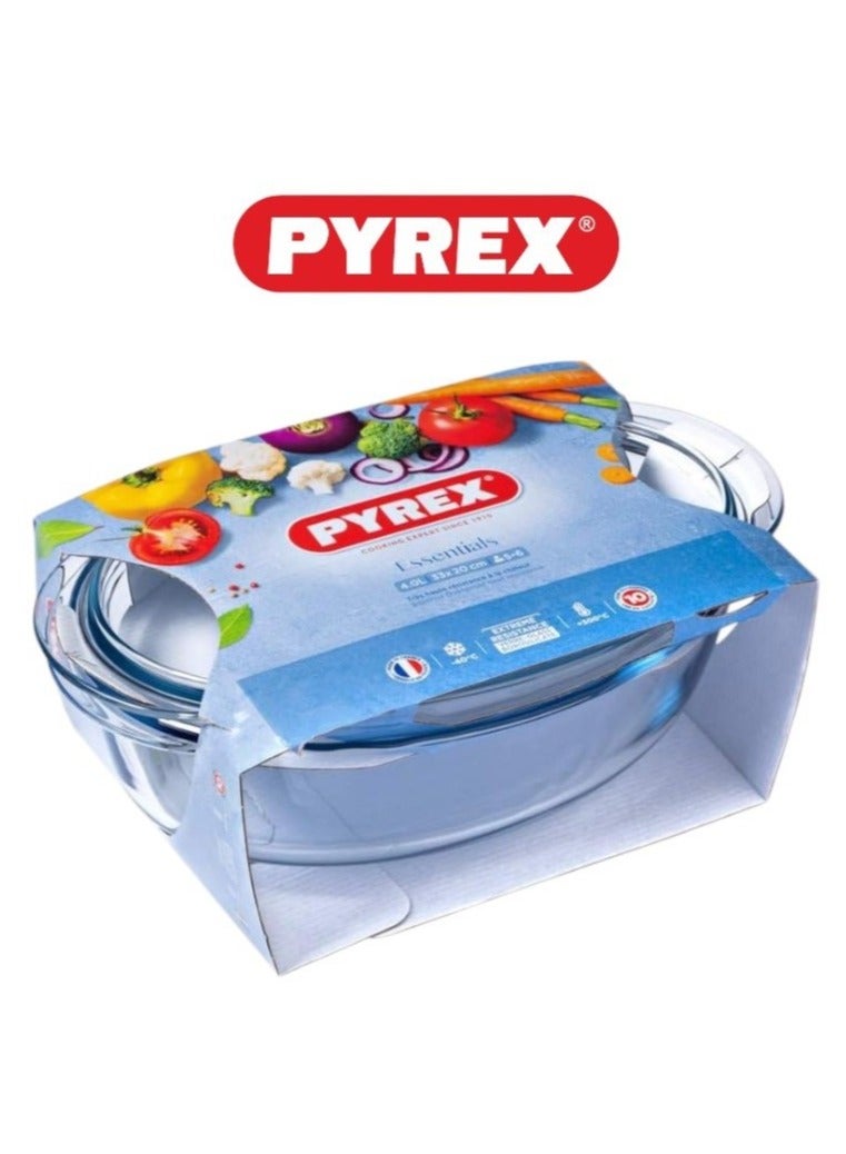Pyrex Essential Casseroles Oval 4L - Versatile Borosilicate Glass Dish for Baking, Roasting, and Serving Clear - Image 1