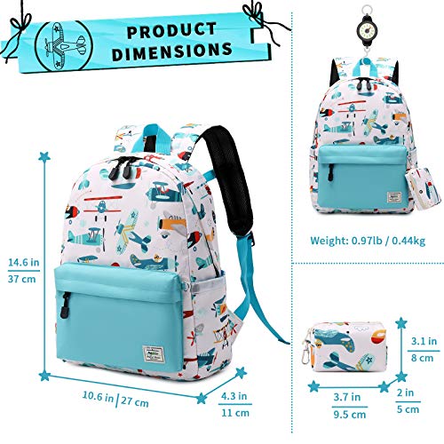 mygreen 14 Inch Kids Backpack for Boys & Girls, Features Padded Back & Adjustable Strap, Perfect Size for School & Travel Backpacks Helicopter Water Blue - Image 2