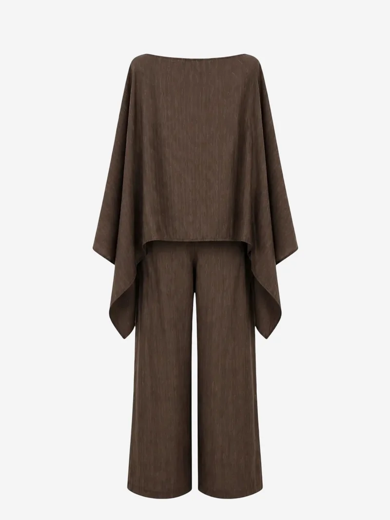 Mixray Coffee Brown Mixray Modal Blend Knit Co-Ord Set for Women | Best Price UAE