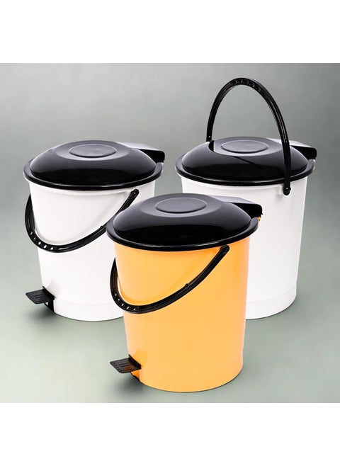 Urbane Home Pack of 3 Pedal Dustbin Dustbin with Lid Garbage Bin with Handle Dustbin for KitchenBathroom Wet Dry Waste Bin Black Dhakkan Trash Can 10 LTR Multicolor