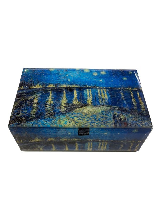 Value Arts Vincent Van Gogh Keepsake Box, Starry Night at the Rhone Jewelry & Trinkets Beveled Glass, Lined, Hinged Lid - Image 1