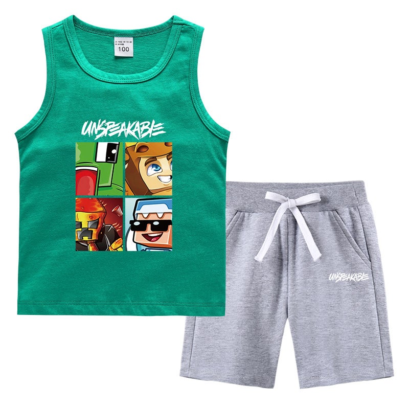 2023 Children'S Summer Vest Pants Sports Casual Base Shirt Outer Wear Thin Sleeveless Two-Piece Suit For Small And Medium-Sized Children - Image 1