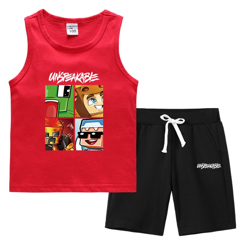 2023 Children'S Summer Vest Pants Sports Casual Base Shirt Outer Wear Thin Sleeveless Two-Piece Suit For Small And Medium-Sized Children - Image 4
