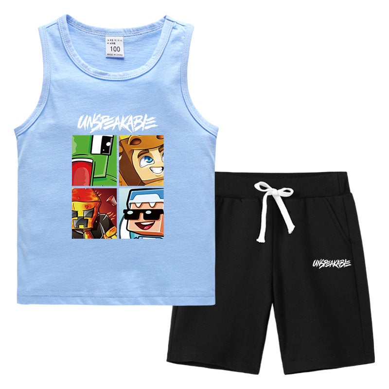 2023 Children'S Summer Vest Pants Sports Casual Base Shirt Outer Wear Thin Sleeveless Two-Piece Suit For Small And Medium-Sized Children - Image 2