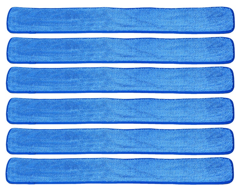 Real Clean 48 inch Microfiber Wet Mop Refill Pads for Flat Microfiber Mop Frames Pack of 6