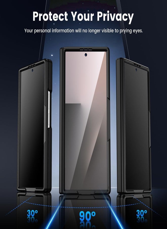 VEGO for Galaxy Z Fold 7 Case, Compatible with MagSafe, with [Hinge Protection][Front Privacy Screen Protector], Magnetic Anti-Peeping Translucent Slim Clear Cover for Samsung Z Fold 7 5G - Black - Image 4
