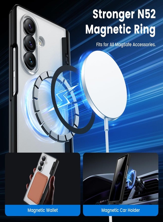 VEGO for Galaxy Z Fold 7 Case, Compatible with MagSafe, with [Hinge Protection][Front Privacy Screen Protector], Magnetic Anti-Peeping Translucent Slim Clear Cover for Samsung Z Fold 7 5G - Black - Image 3