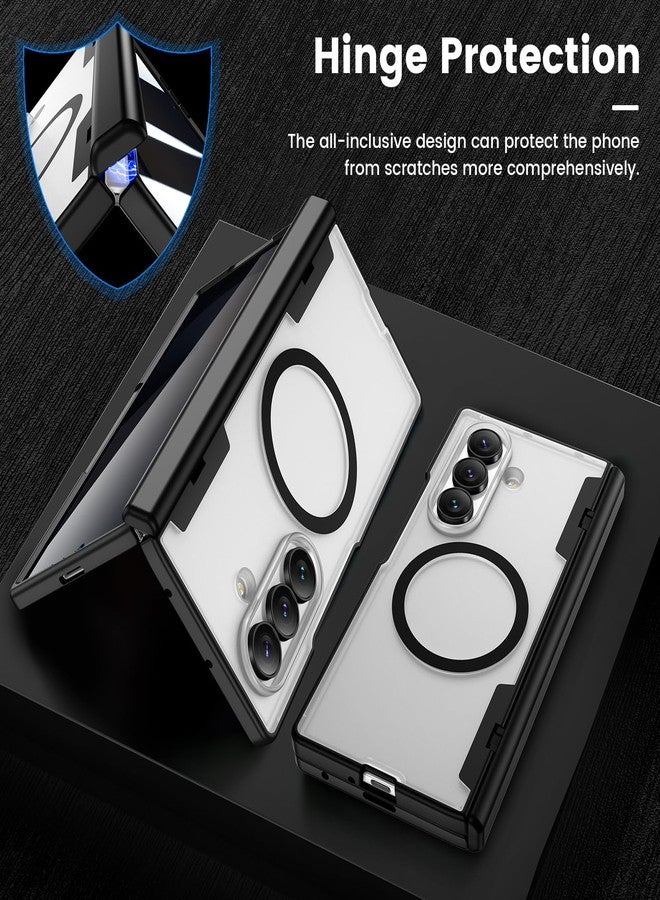 VEGO for Galaxy Z Fold 7 Case, Compatible with MagSafe, with [Hinge Protection][Front Privacy Screen Protector], Magnetic Anti-Peeping Translucent Slim Clear Cover for Samsung Z Fold 7 5G - Black - Image 5
