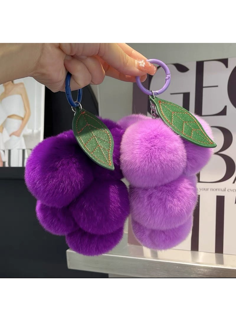 Light Purple Plush Grape Bag Charm/Keychain & Snowflake Cartoon Discreet Pouch Set | Soft-Toned Girls‘ Accessory & Portable Organizer Set - Image 2
