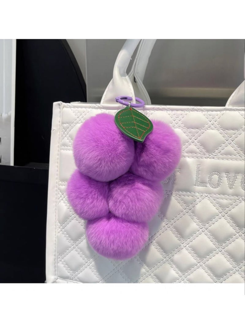 Light Purple Plush Grape Bag Charm/Keychain & Snowflake Cartoon Discreet Pouch Set | Soft-Toned Girls‘ Accessory & Portable Organizer Set - Image 3