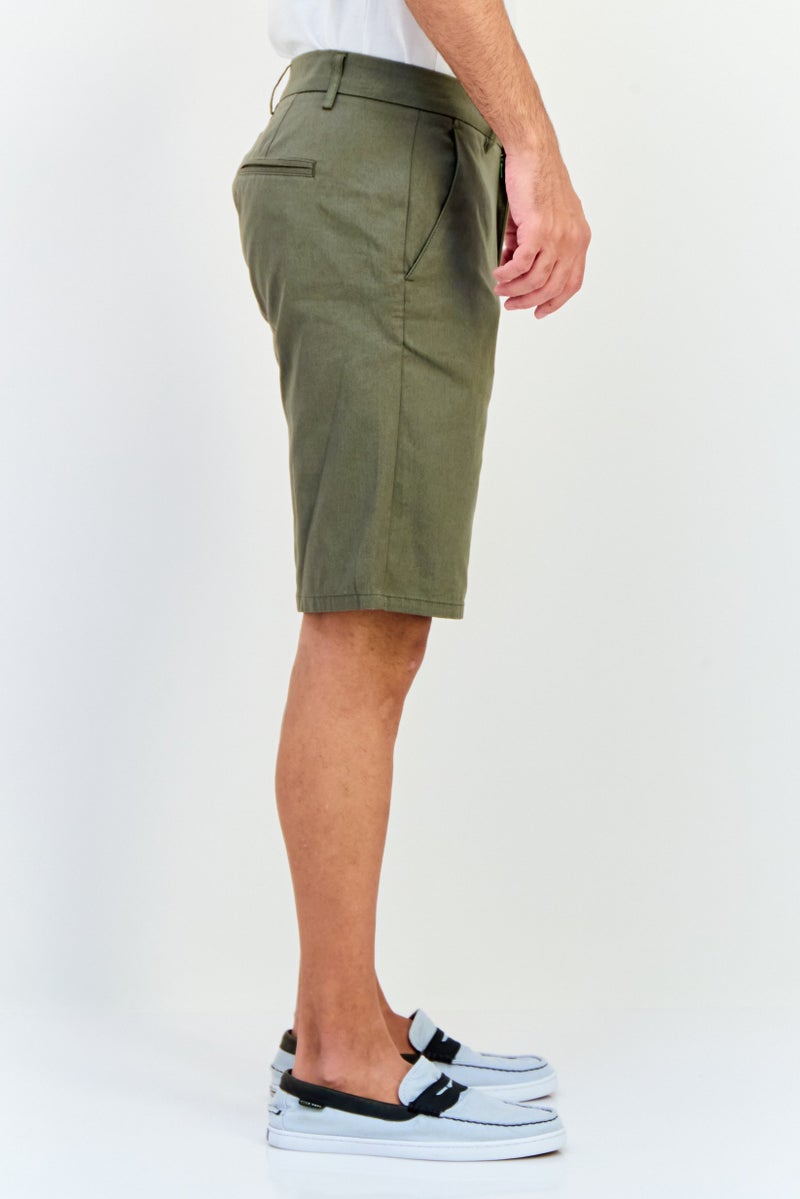 DeFacto Men Plain Chino Shorts, Olive - Image 2
