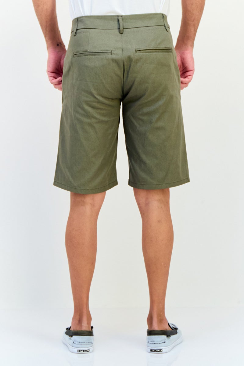 DeFacto Men Plain Chino Shorts, Olive - Image 4