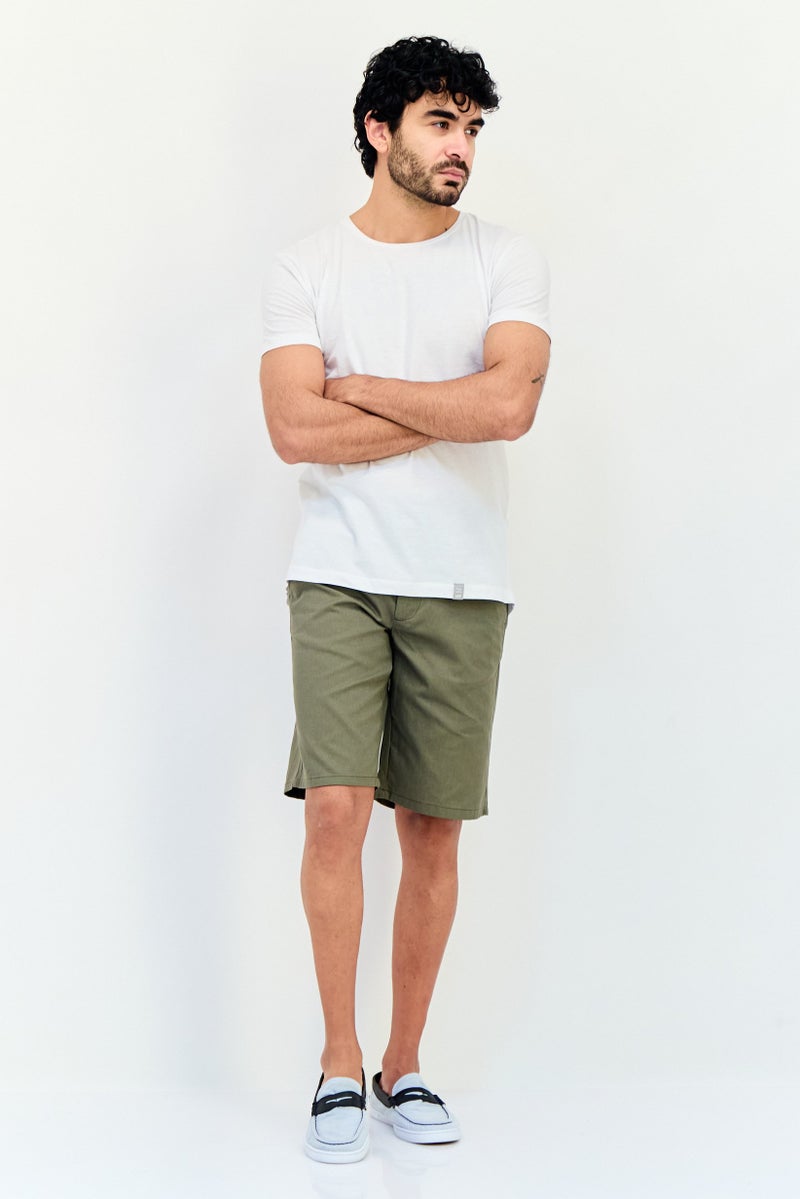 DeFacto Men Plain Chino Shorts, Olive - Image 3