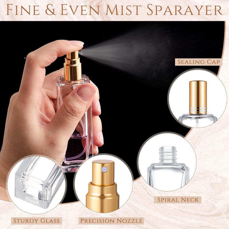 Domensi 30 Pcs 10/20/30 ml Perfume Travel Refillable Bottles Glass Spray Bottle Perfume Atomizer for Cologne Dispenser Leak-proof Fragrance Bottles Atomizer Pump Bottle Kit (Gold) - Image 3
