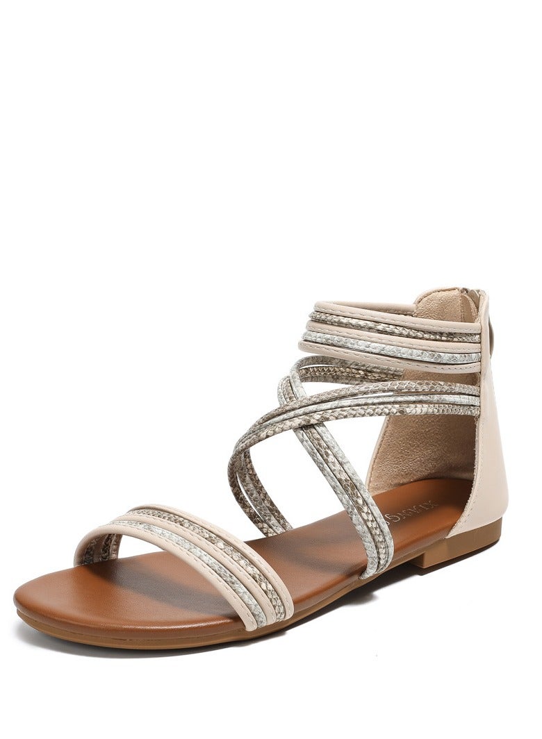 SIKETU Women's Summer New Soft Soled Flat Bottomed Beach Shoes Roman Sandals - Image 1