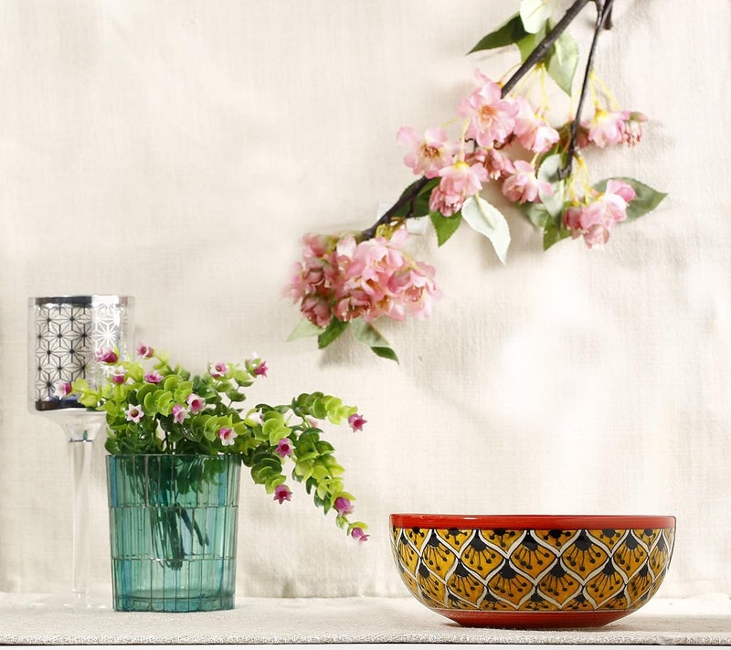 Caffeine Ceramic Handmade Orange Morocco Serving Bowl Set of 3 - Image 3