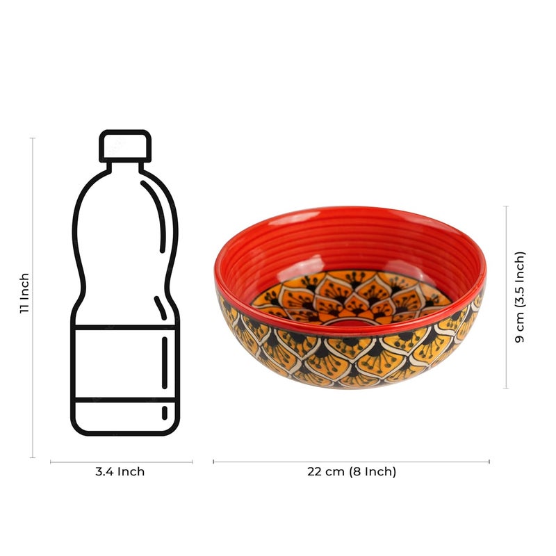 Caffeine Ceramic Handmade Orange Morocco Serving Bowl Set of 3 - Image 5