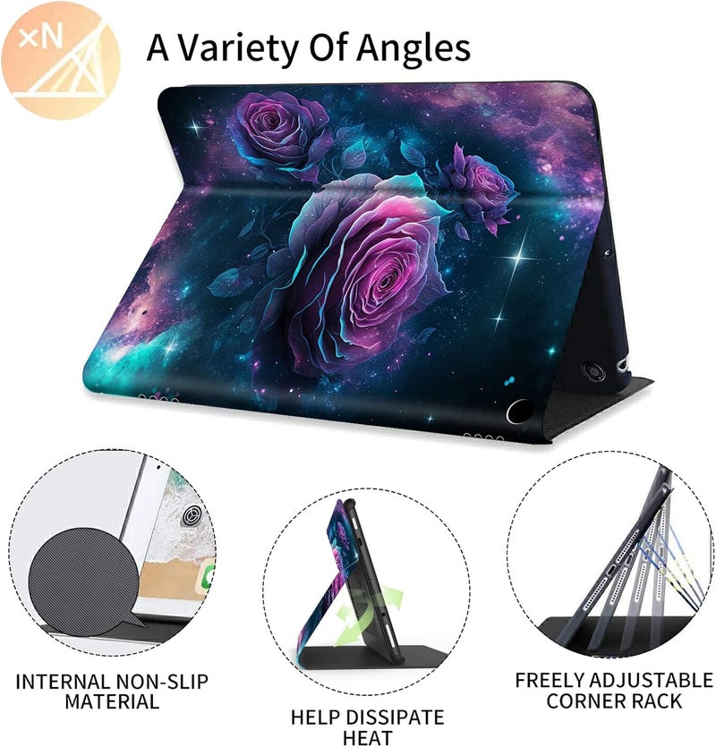 FUYOCWE for Fire HD 10 Case 2021,Fire HD 10 Plus Tablet Case (11th Generation, 2021 Release), Multi-Angle Slim Stand Smart Cover Cases for New Amazon Kindle Fire HD 10 10.1"-Purple Flowers in Galaxy - Image 5