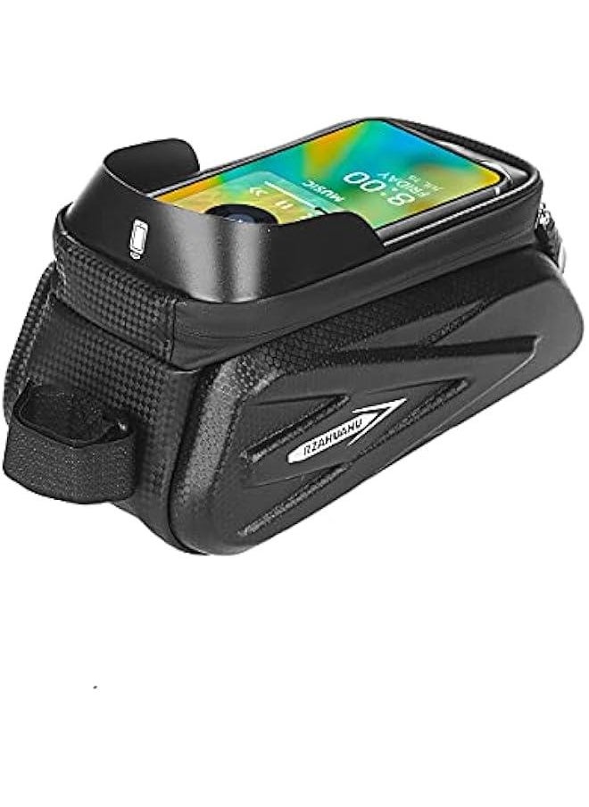 HOOKOR Bike Phone Holder Bag - Waterproof Hard Case Large Capacity Top Tube Front Frame Bicycle Pouch Cycling Mount, Bike Accessories, TPU Touch-Screen & Sun-Visor  - Image 4
