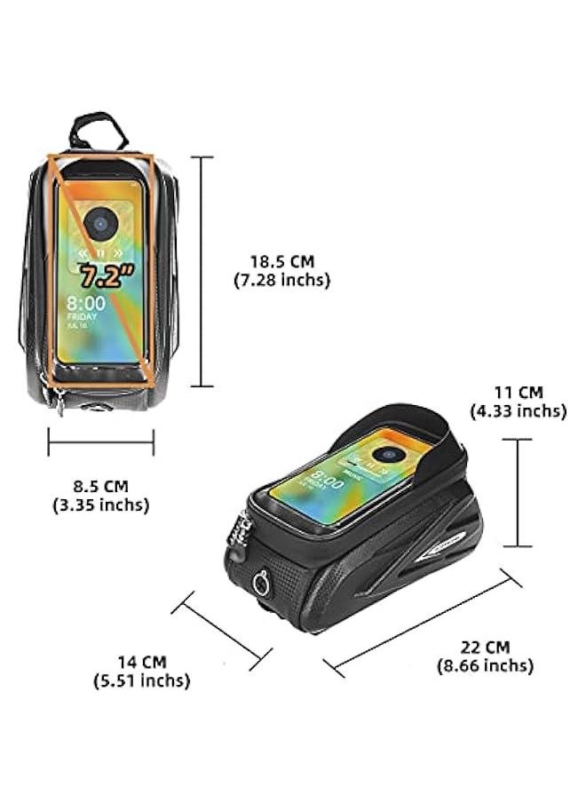 HOOKOR Bike Phone Holder Bag - Waterproof Hard Case Large Capacity Top Tube Front Frame Bicycle Pouch Cycling Mount, Bike Accessories, TPU Touch-Screen & Sun-Visor  - Image 5