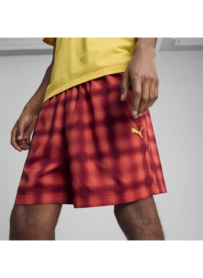 Puma Red Fire-AOP Wardrobe Essentials Relaxed 6" Woven Shorts Men for Men | Best Price UAE