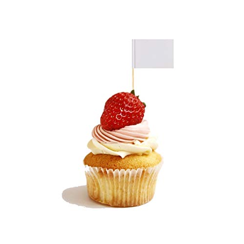 JAVD 100 Pcs (White) Blank Toothpick Flags, Cheese Markers White Flags Small Mini Stick Cupcake Toppers Blank Toothpick Flags - Image 4