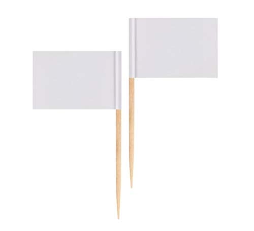 JAVD 100 Pcs (White) Blank Toothpick Flags, Cheese Markers White Flags Small Mini Stick Cupcake Toppers Blank Toothpick Flags - Image 3