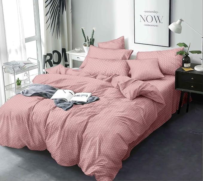 MORADO Glace Cotton 160 TC Single Bed Quilt Cover/Duvet Cover/Rajai Cover/Blanket Cover with Zipper (60 X 90 Inch, Blue) (PinkZigZag) - Image 4