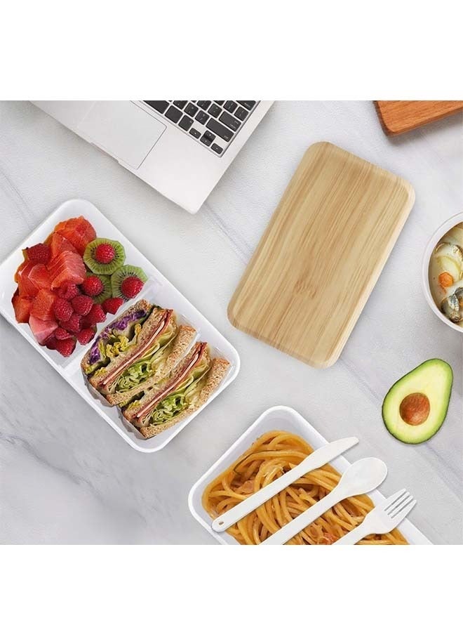 HaHaHai 2- Layer Leakproof Bento Box - large lunch box, stackable Japanese-style lunch box with insulated lunch bag, lunch container with food compartment, rectangular lunch box with cutlery set, with carry cup for soup, sauce cup - Image 3