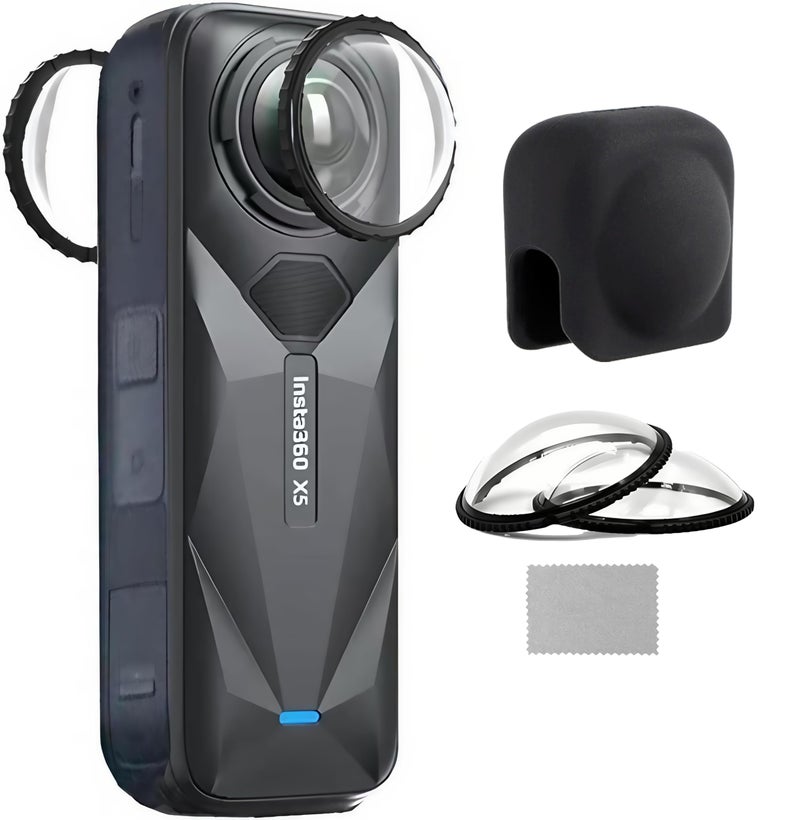 ZODUCT Insta 360 X5 Dual Lens Protector Guard Tempered with Lens Cap for X5 Action Camera Dust Proof, Anti-Strach Protective Insta 360 Accessories (X5 Lens + Lens Cap) - Image 1