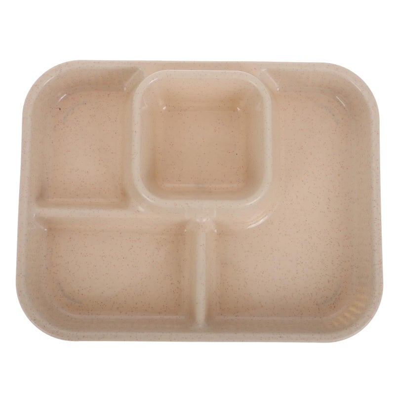 Beige Plastic Divided Dinner Plate 4 Compartments Microwave Safe Unbreakable Serving Tray - Image 2