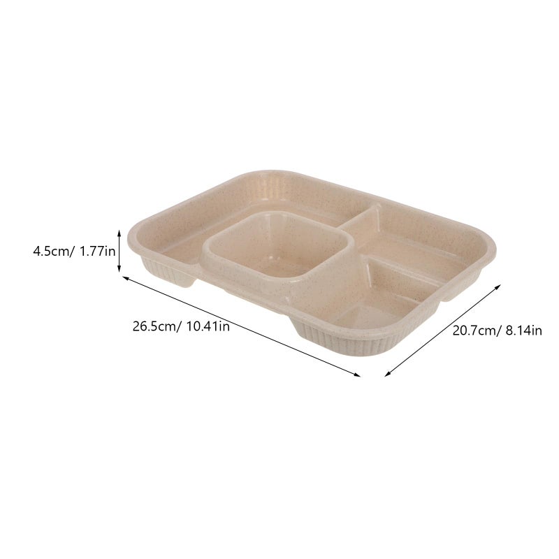 Beige Plastic Divided Dinner Plate 4 Compartments Microwave Safe Unbreakable Serving Tray - Image 3