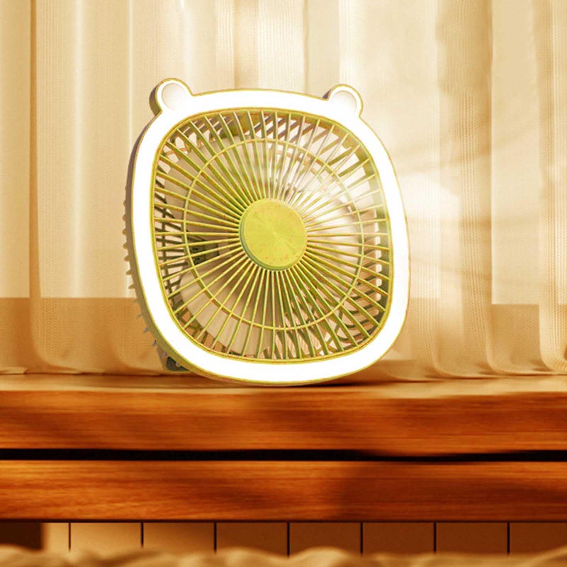 EXFOIL USB Desk Fan with light, Portable Quiet 3 Speeds Wind Desktop Personal Fan, Adjustment Mini Fan Table Fan with usb charging for Better Cooling, Home Office Car Indoor Outdoor (yellow) - Image 1