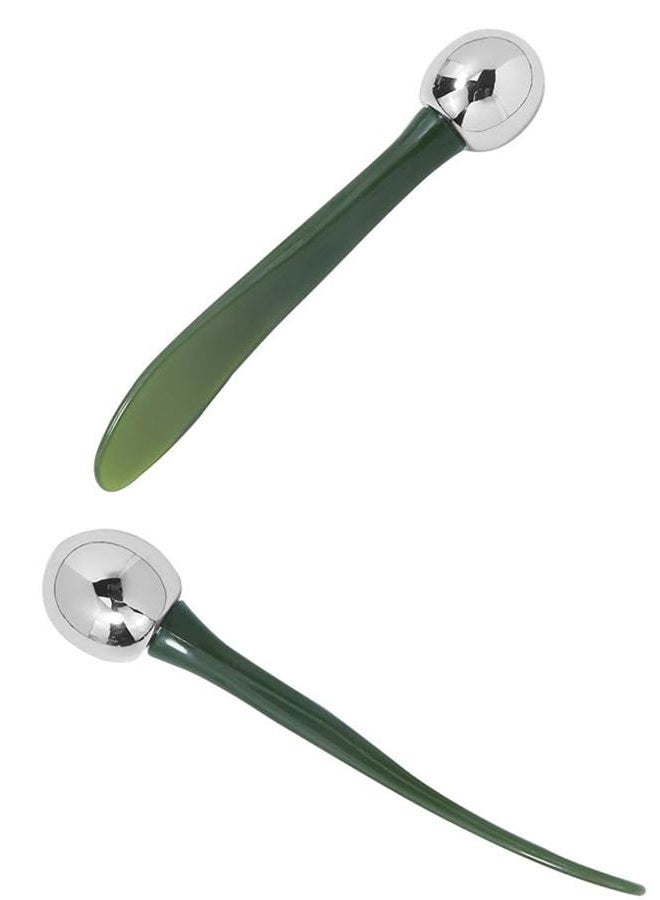 Marfort 2 in 1 Roller Eyes Cream Applicator Wand and T-Shape Massager Tool for Facial Massage, Reduce Puffiness (Green-1) - Image 2