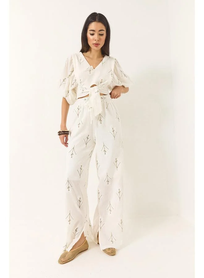 جينجر Floral Wrap Top & Pant Coord Set