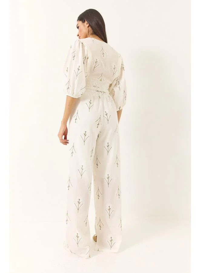 جينجر Floral Wrap Top & Pant Coord Set