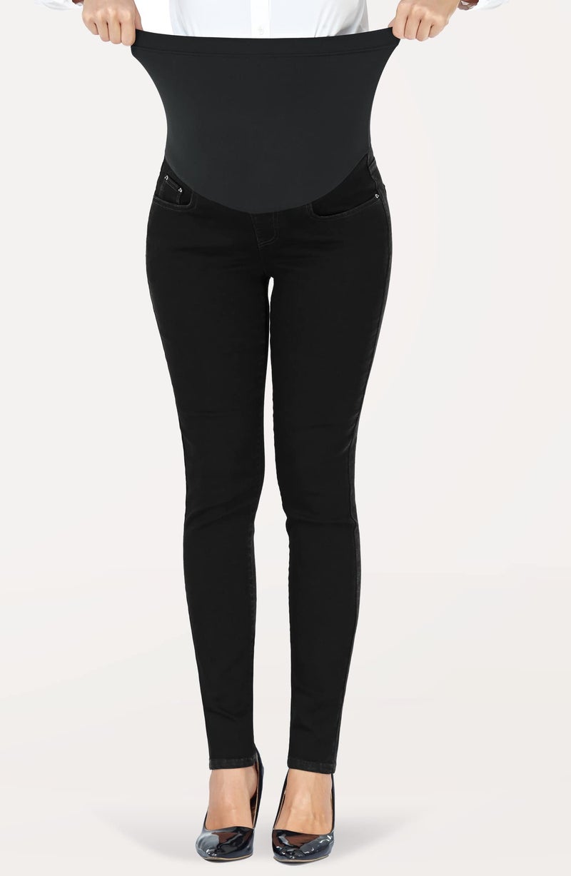 PACBREEZE Women's Maternity Jeans Over Belly Skinny Stretchy Denim Pants Comfy Slim Pregnancy Pants (Black, X-Large) - Image 5