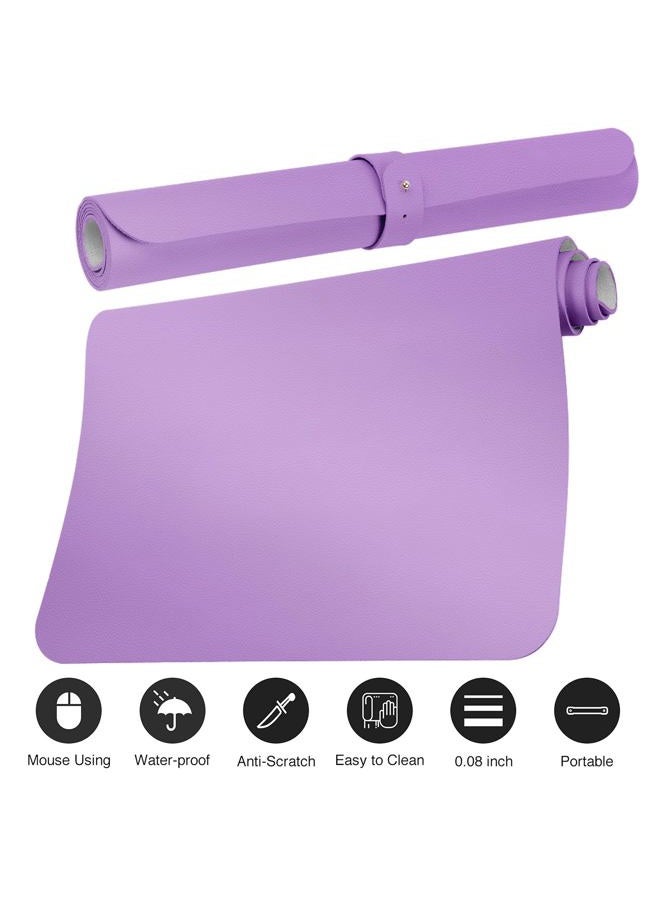 Boutilon Leather Desk Pad Protector,Non-Slip Mouse Pad,Laptop Desk Pad,Office Mouse Mat,Waterproof Leather Desk Blotter,Desk Writing Pad for Office and Home (M-Purple,30"x14") - Image 3