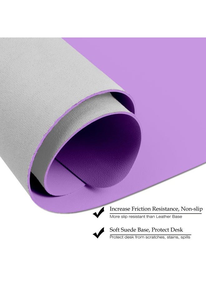 Boutilon Leather Desk Pad Protector,Non-Slip Mouse Pad,Laptop Desk Pad,Office Mouse Mat,Waterproof Leather Desk Blotter,Desk Writing Pad for Office and Home (M-Purple,30"x14") - Image 5