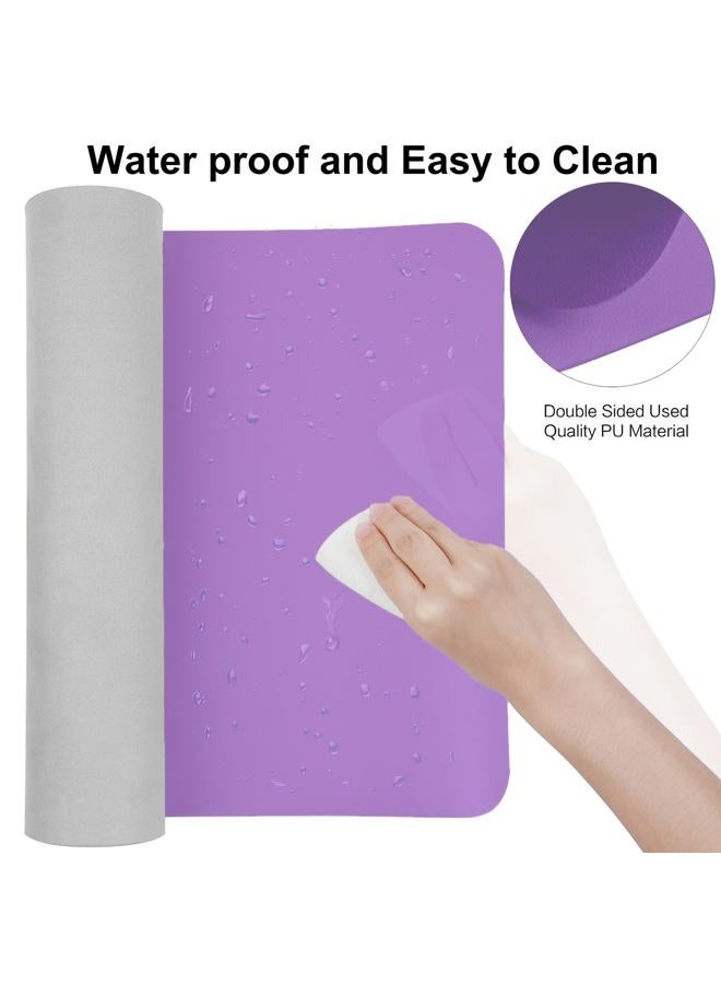 Boutilon Leather Desk Pad Protector,Non-Slip Mouse Pad,Laptop Desk Pad,Office Mouse Mat,Waterproof Leather Desk Blotter,Desk Writing Pad for Office and Home (M-Purple,30"x14") - Image 4
