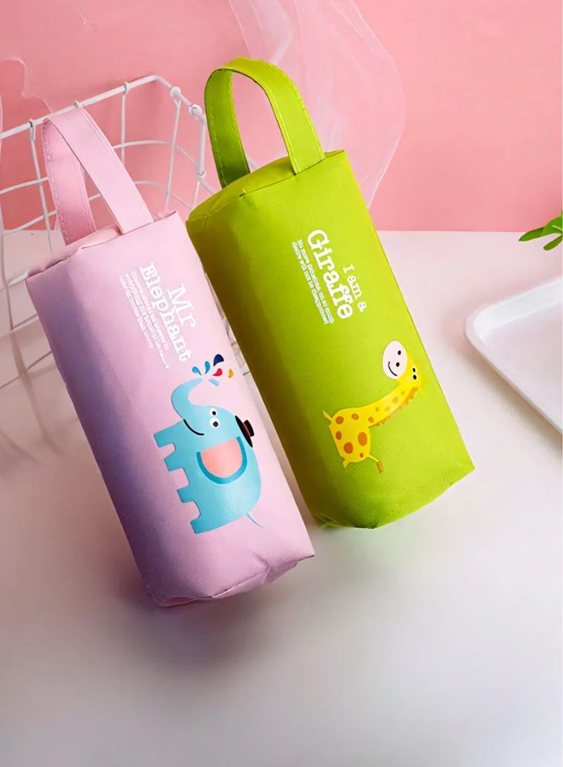 flâneur Flaneur Green Double Zipper Pencil Case with Handle - Adorable Giraffe Design, Perfect for Kids' Stationery Needs. Spacious and Durable for School Supplies, Pencils, Pens. Ideal for School and Travel