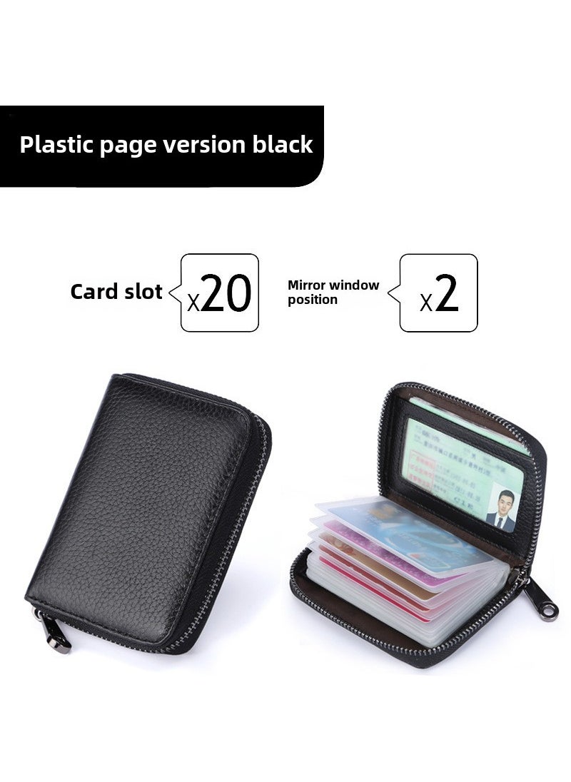 Generic Card Holder large capacity multi-card driving license holder mens and womens anti-degaussing coin purse integrated exquisite high-end small Smart Black (mirror window type 22 card position) Smart Black (mirror window type 22 card position) 