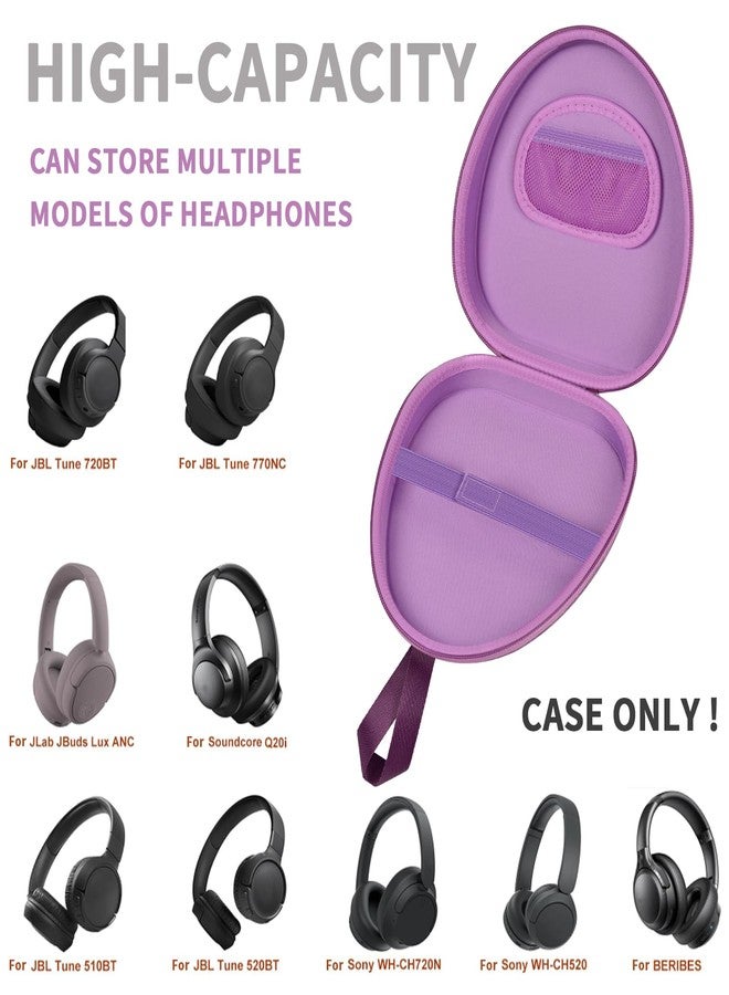 GWCASE حافظة سماعات رأس عالمية GWCASE لجهاز JLab/ لجهاز JBL Tune 510BT 720BT 770NC 520BT/ لجهاز Sony WH-CH520 WH-CH720N/ لجهاز BERIBES/ لسماعات Soundcore Q20i فوق الأذن، تصميم أنيق - بنفسجي (حافظة فقط) - Image 2