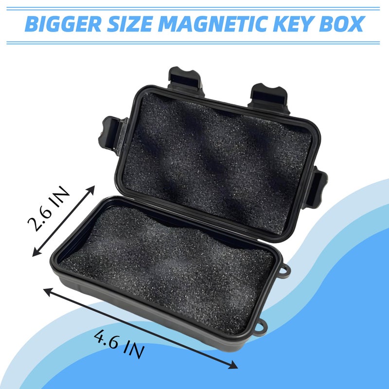 Riomhorry 2 Pcs Magnetic Key Holders Under Car, Hide Key Magnetic Box for Storage Key Indoors, Outdoors, Waterproof Hider Key on The Bottom of Car - Image 2