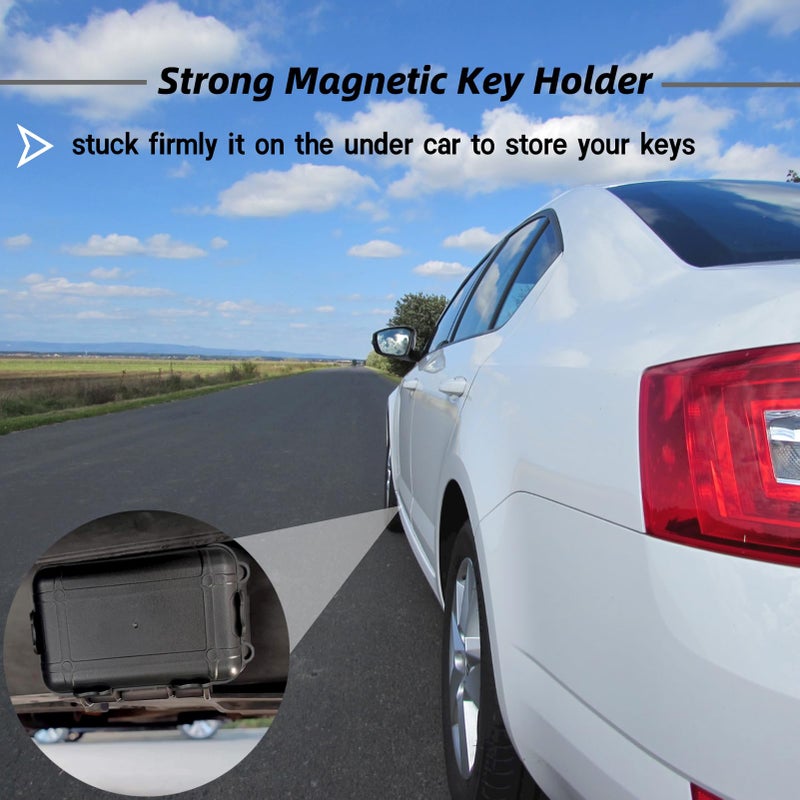Riomhorry 2 Pcs Magnetic Key Holders Under Car, Hide Key Magnetic Box for Storage Key Indoors, Outdoors, Waterproof Hider Key on The Bottom of Car - Image 4